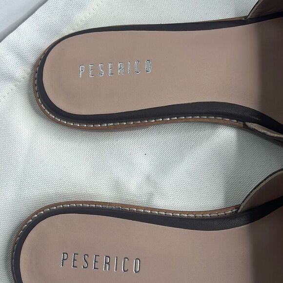 NIB Peserico Brown Slides Buckled Sandals - Picture 9 of 13